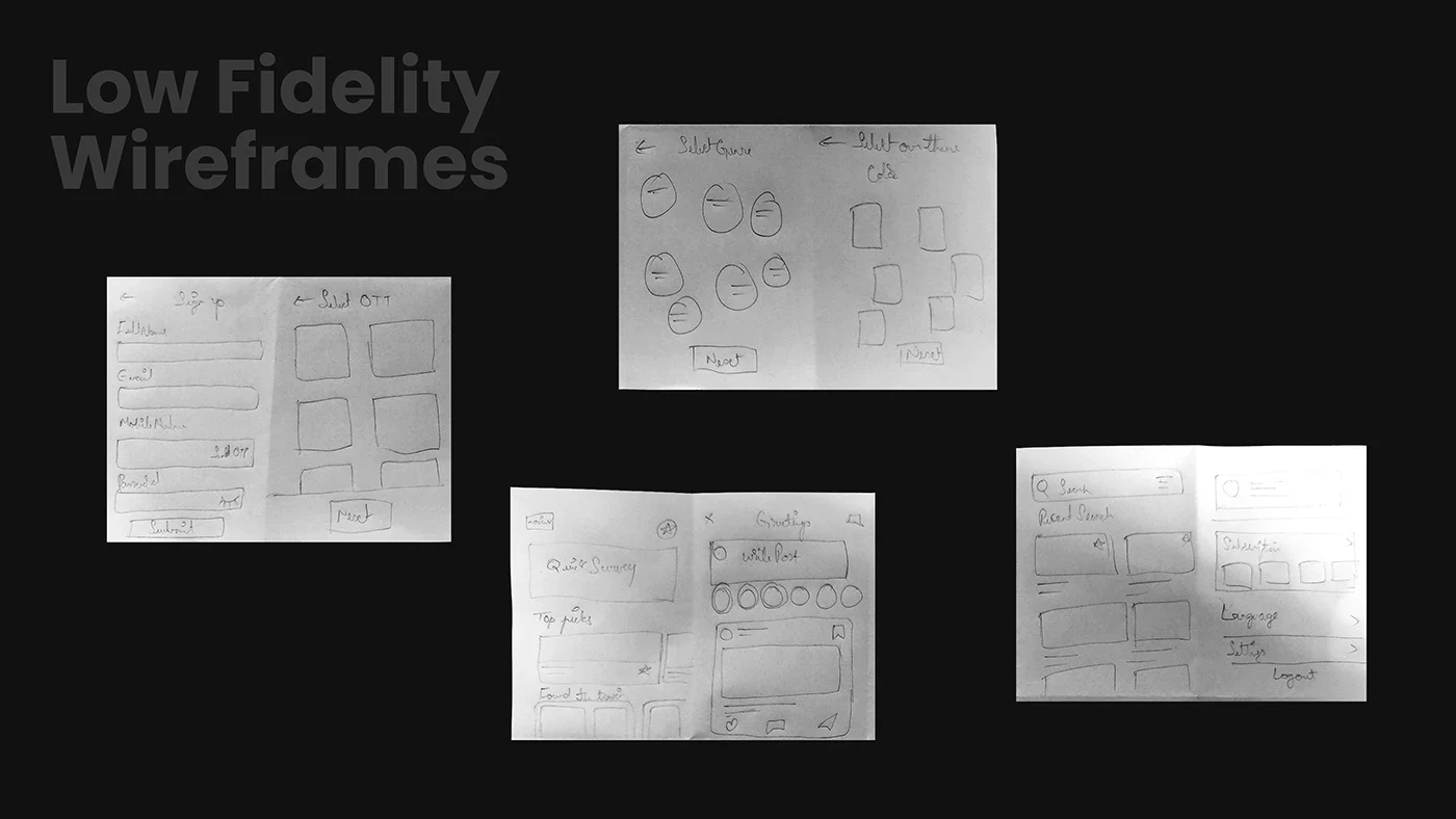 Cinebuff low-fidelity wireframes