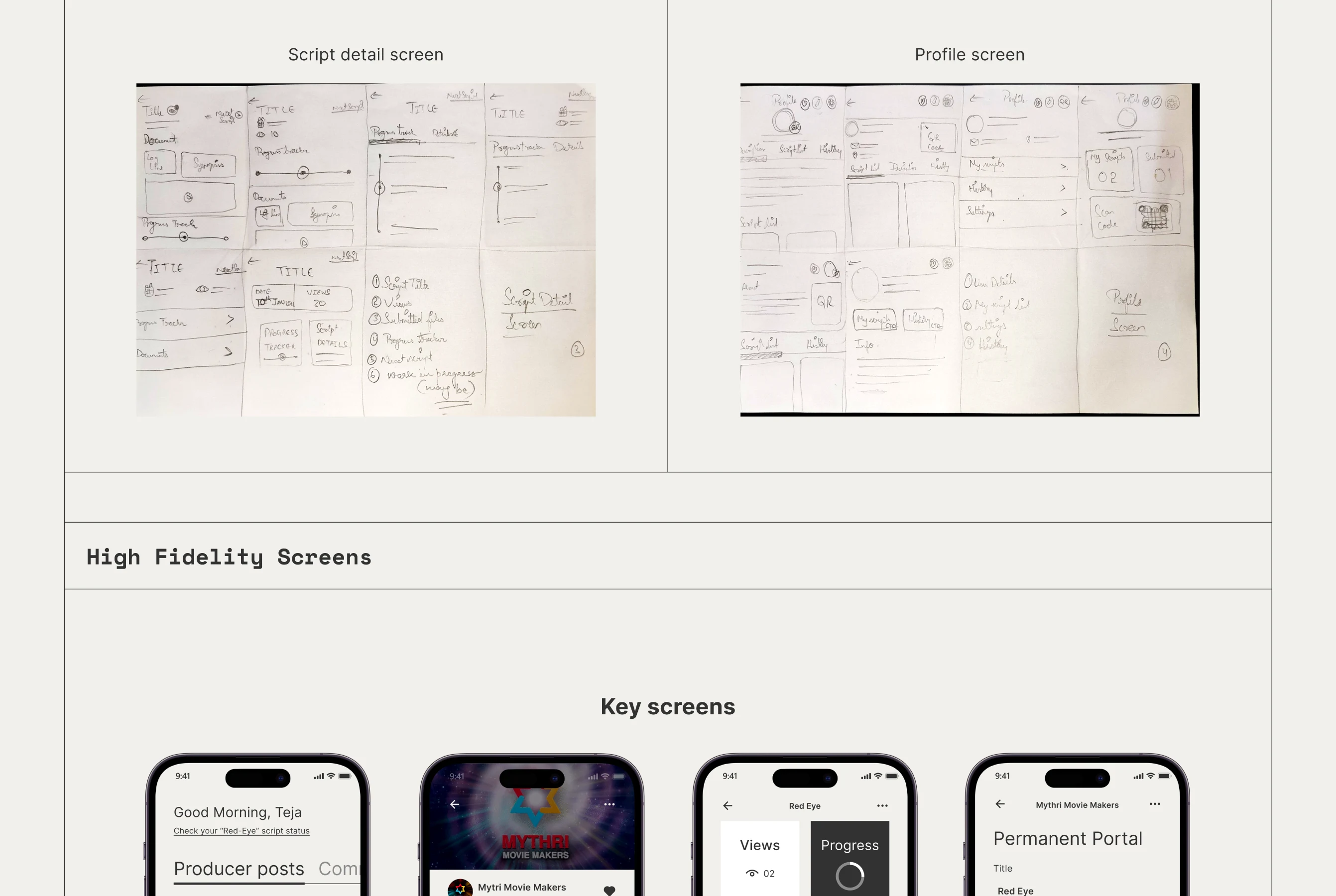 Wright wireframes and high-fidelity screen exploration